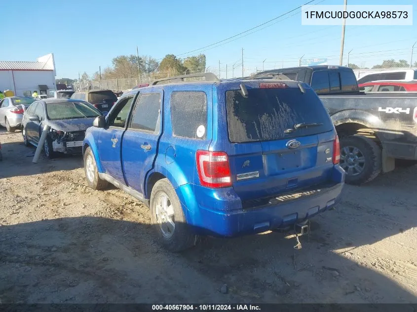 2012 Ford Escape Xlt VIN: 1FMCU0DG0CKA98573 Lot: 40567904