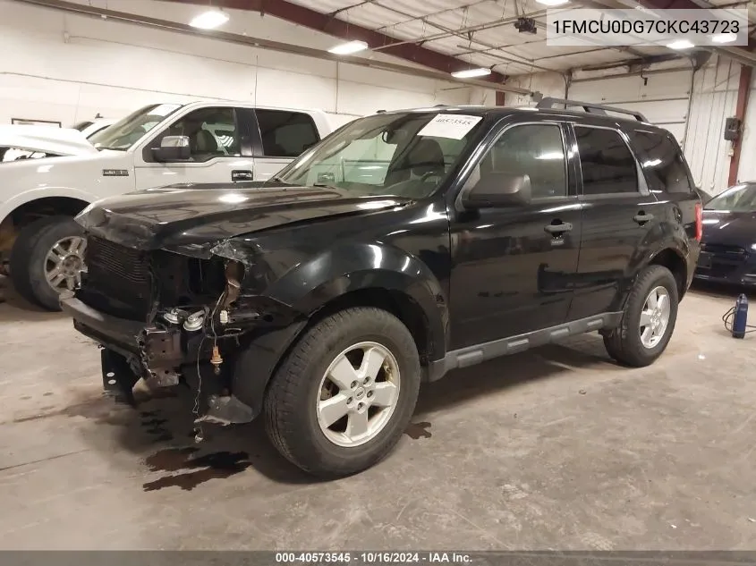 2012 Ford Escape Xlt VIN: 1FMCU0DG7CKC43723 Lot: 40573545