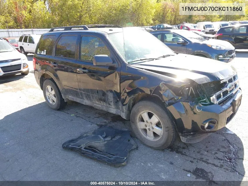 2012 Ford Escape Xlt VIN: 1FMCU0D70CKC11860 Lot: 40575024