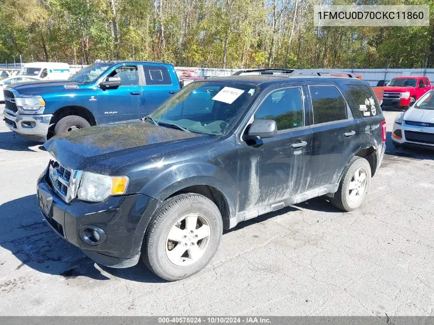 2012 Ford Escape Xlt VIN: 1FMCU0D70CKC11860 Lot: 40575024