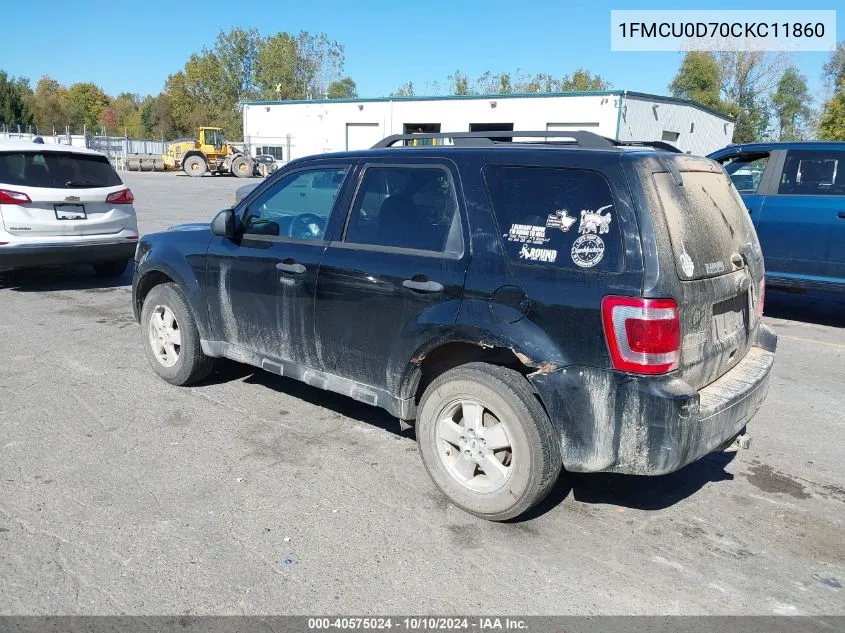 2012 Ford Escape Xlt VIN: 1FMCU0D70CKC11860 Lot: 40575024