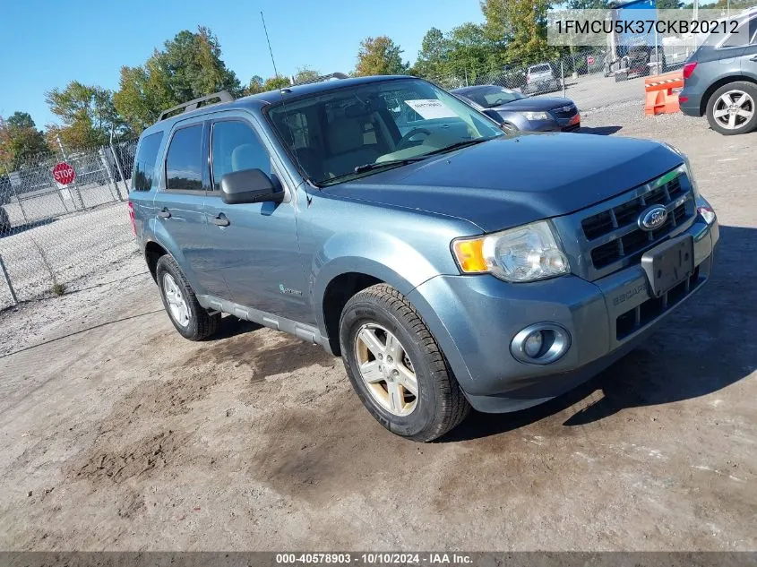 2012 Ford Escape Hybrid VIN: 1FMCU5K37CKB20212 Lot: 40578903