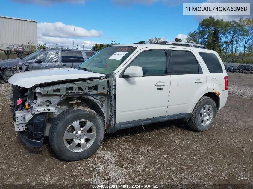 2012 Ford Escape Limited VIN: 1FMCU0E74CKA63968 Lot: 40582983