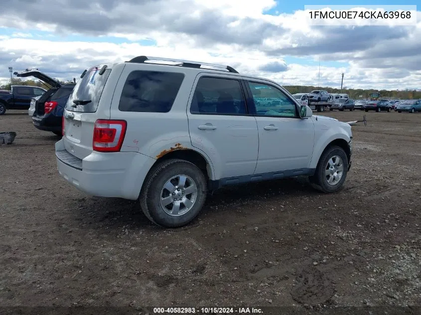 2012 Ford Escape Limited VIN: 1FMCU0E74CKA63968 Lot: 40582983