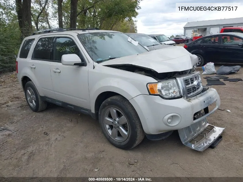 2012 Ford Escape Limited VIN: 1FMCU0EG4CKB77517 Lot: 40589500