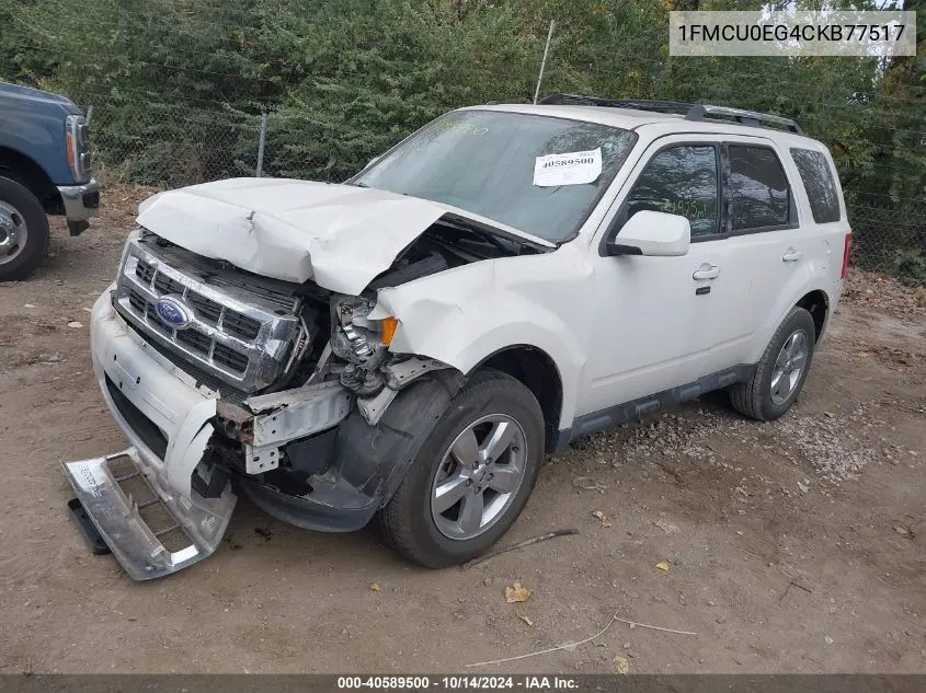 2012 Ford Escape Limited VIN: 1FMCU0EG4CKB77517 Lot: 40589500