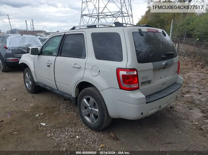 2012 Ford Escape Limited VIN: 1FMCU0EG4CKB77517 Lot: 40589500