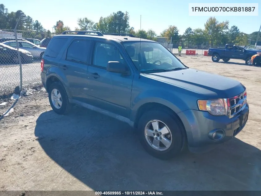 2012 Ford Escape Xlt VIN: 1FMCU0D70CKB81887 Lot: 40589985