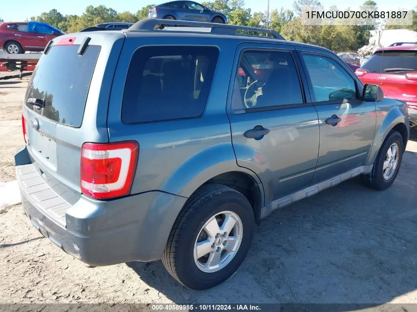 2012 Ford Escape Xlt VIN: 1FMCU0D70CKB81887 Lot: 40589985