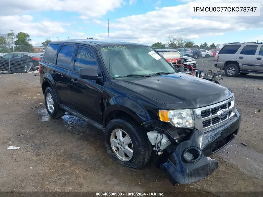 2012 Ford Escape Xls VIN: 1FMCU0C77CKC78747 Lot: 40590989