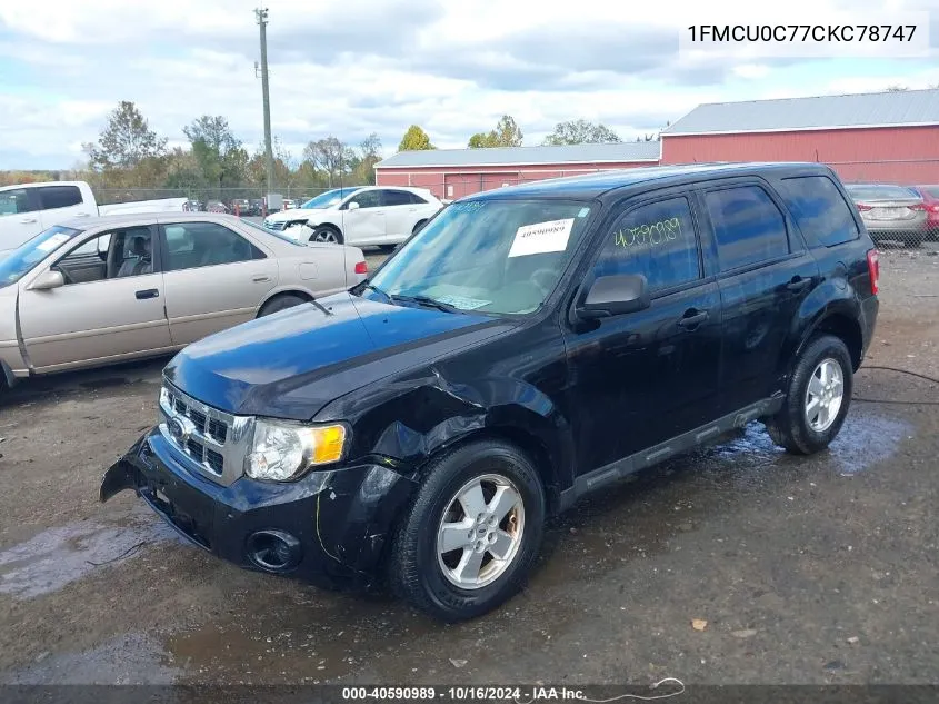 2012 Ford Escape Xls VIN: 1FMCU0C77CKC78747 Lot: 40590989