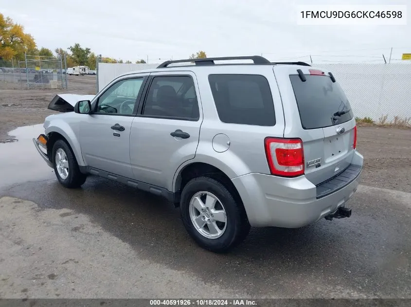 2012 Ford Escape Xlt VIN: 1FMCU9DG6CKC46598 Lot: 40591926