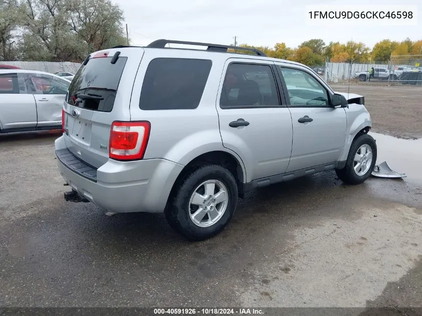 2012 Ford Escape Xlt VIN: 1FMCU9DG6CKC46598 Lot: 40591926