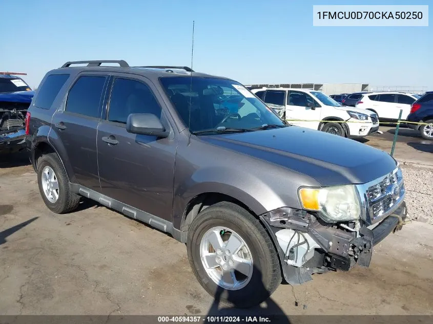 2012 Ford Escape Xlt VIN: 1FMCU0D70CKA50250 Lot: 40594357