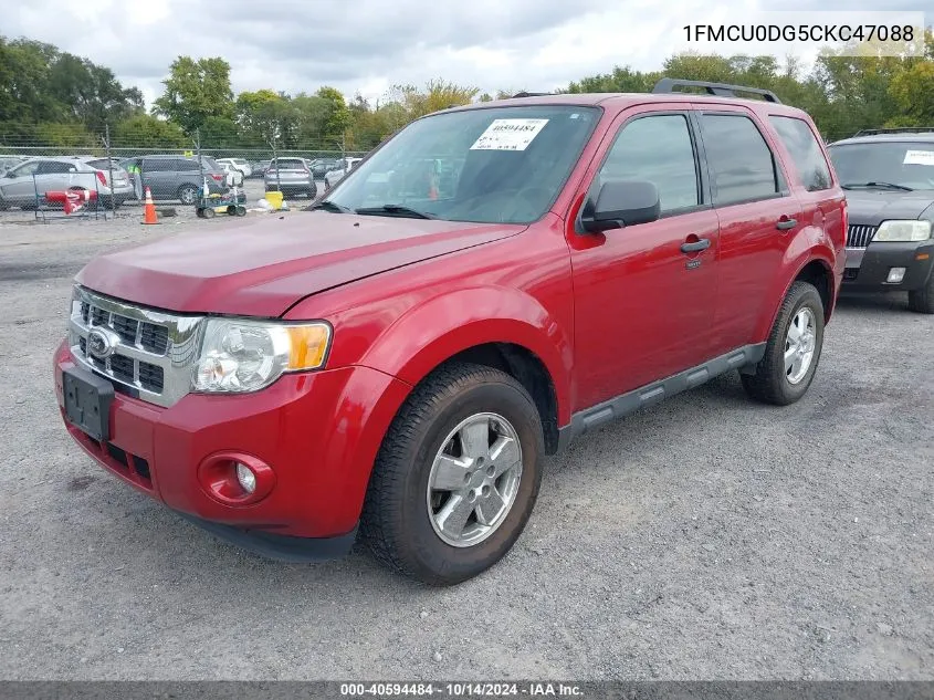 2012 Ford Escape Xlt VIN: 1FMCU0DG5CKC47088 Lot: 40594484