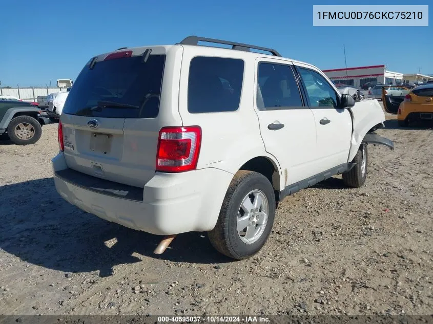 2012 Ford Escape Xlt VIN: 1FMCU0D76CKC75210 Lot: 40595037