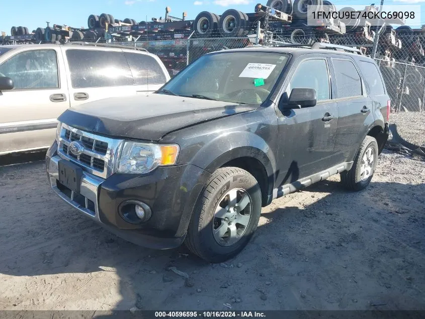 2012 Ford Escape Limited VIN: 1FMCU9E74CKC69098 Lot: 40596595