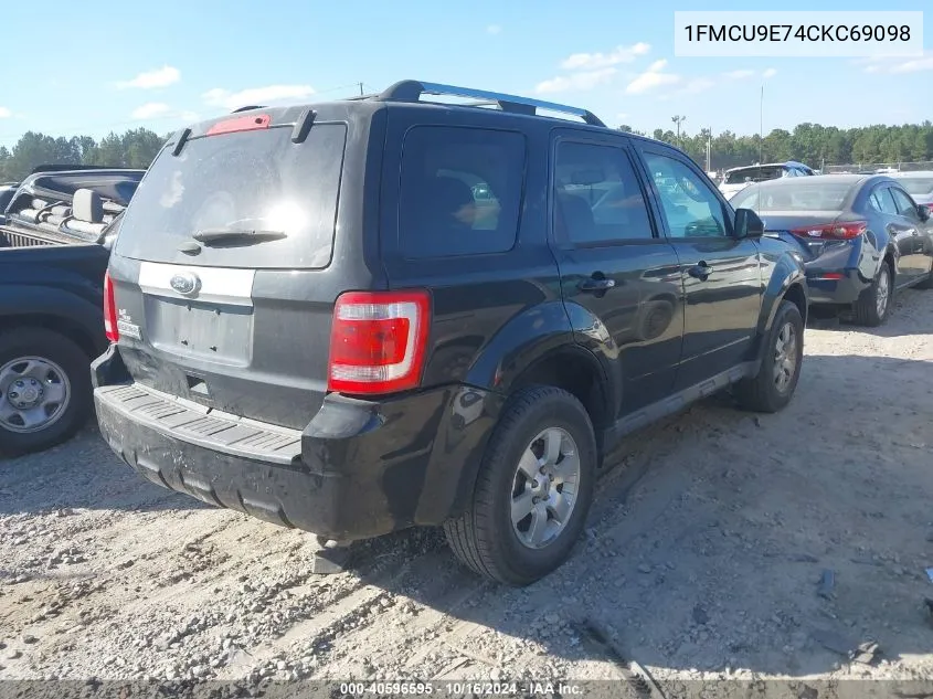 2012 Ford Escape Limited VIN: 1FMCU9E74CKC69098 Lot: 40596595