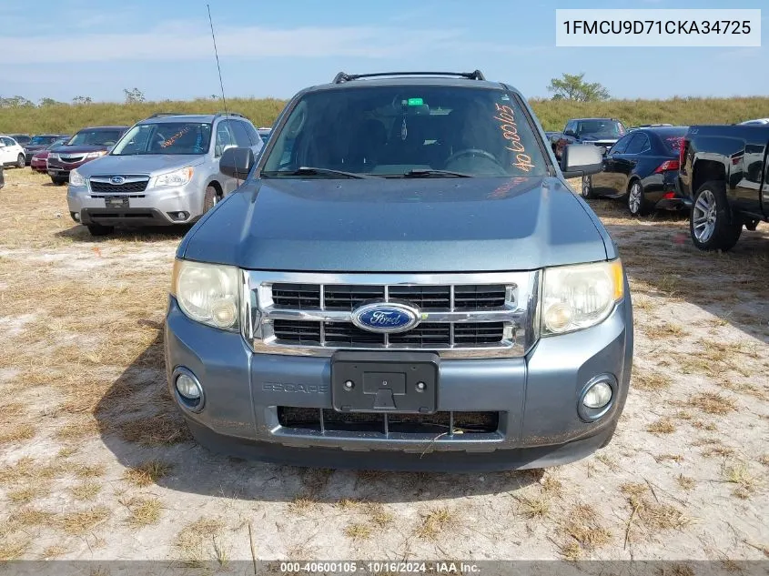 2012 Ford Escape Xlt VIN: 1FMCU9D71CKA34725 Lot: 40600105