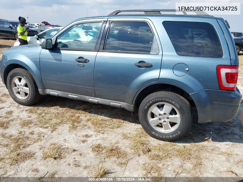 2012 Ford Escape Xlt VIN: 1FMCU9D71CKA34725 Lot: 40600105