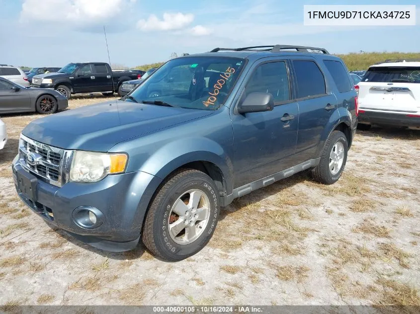 2012 Ford Escape Xlt VIN: 1FMCU9D71CKA34725 Lot: 40600105