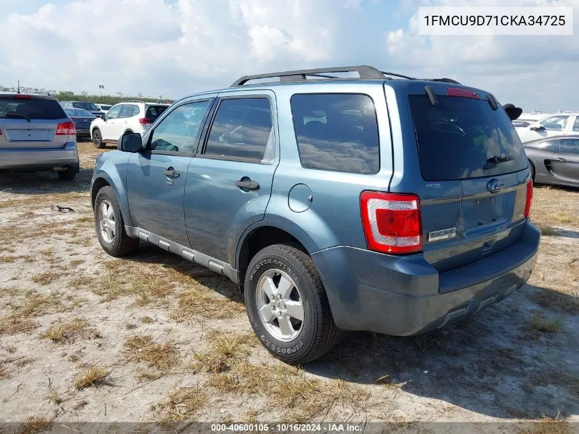 2012 Ford Escape Xlt VIN: 1FMCU9D71CKA34725 Lot: 40600105