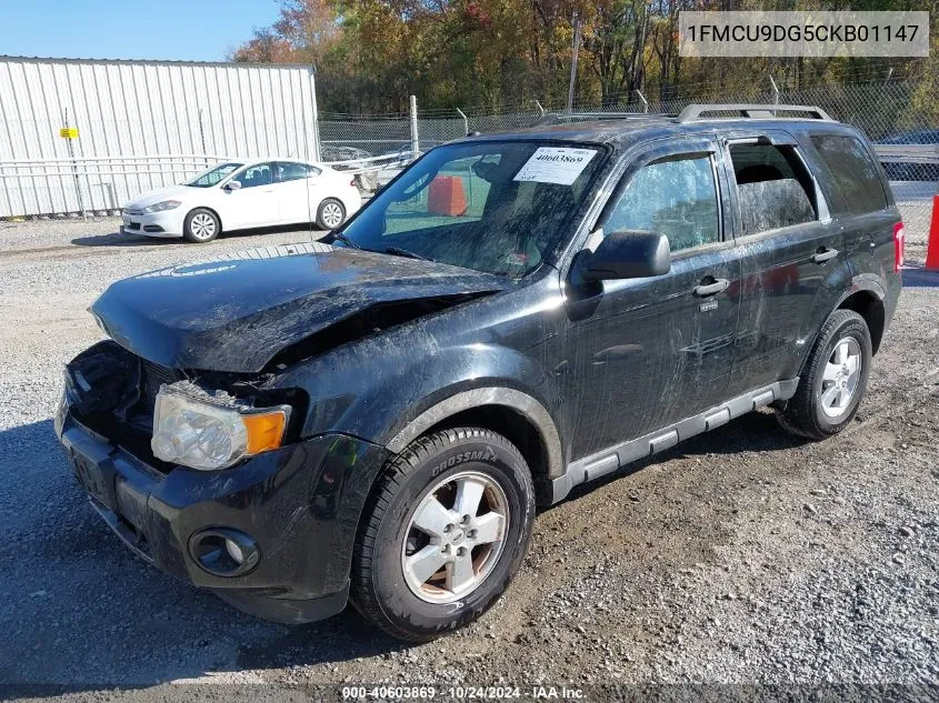 2012 Ford Escape Xlt VIN: 1FMCU9DG5CKB01147 Lot: 40603869