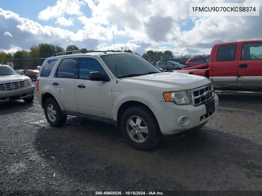 2012 Ford Escape Xlt VIN: 1FMCU9D70CKC58374 Lot: 40605026