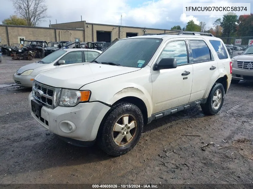 2012 Ford Escape Xlt VIN: 1FMCU9D70CKC58374 Lot: 40605026