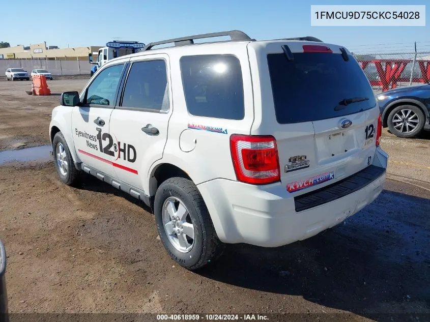 2012 Ford Escape Xlt VIN: 1FMCU9D75CKC54028 Lot: 40618959