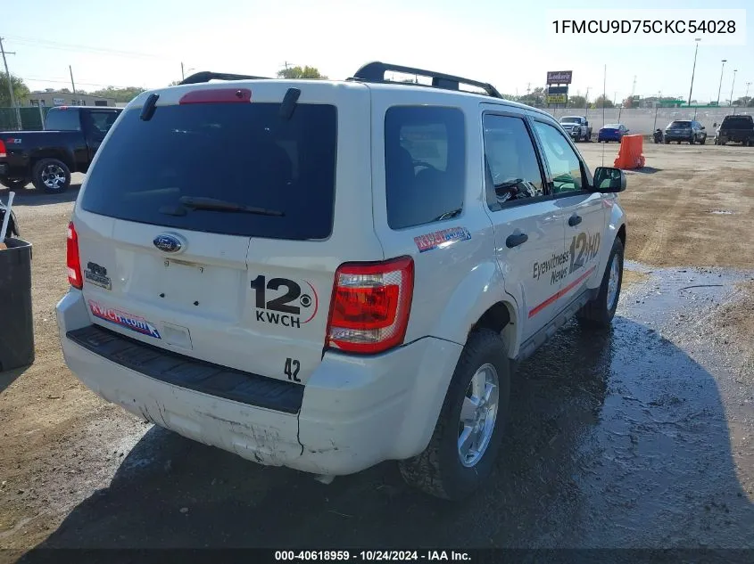 2012 Ford Escape Xlt VIN: 1FMCU9D75CKC54028 Lot: 40618959