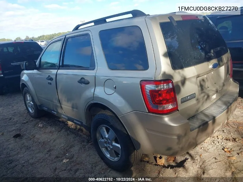 2012 Ford Escape Xlt VIN: 1FMCU0DG8CKB27270 Lot: 40622752