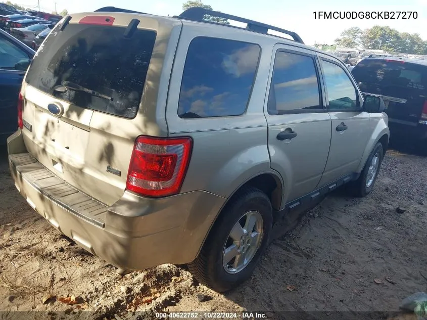 2012 Ford Escape Xlt VIN: 1FMCU0DG8CKB27270 Lot: 40622752