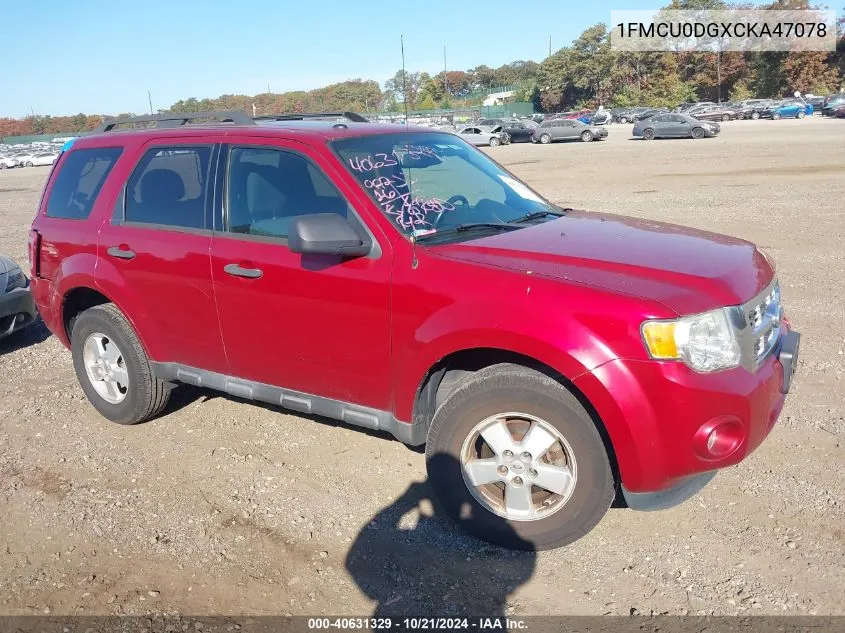 2012 Ford Escape Xlt VIN: 1FMCU0DGXCKA47078 Lot: 40631329