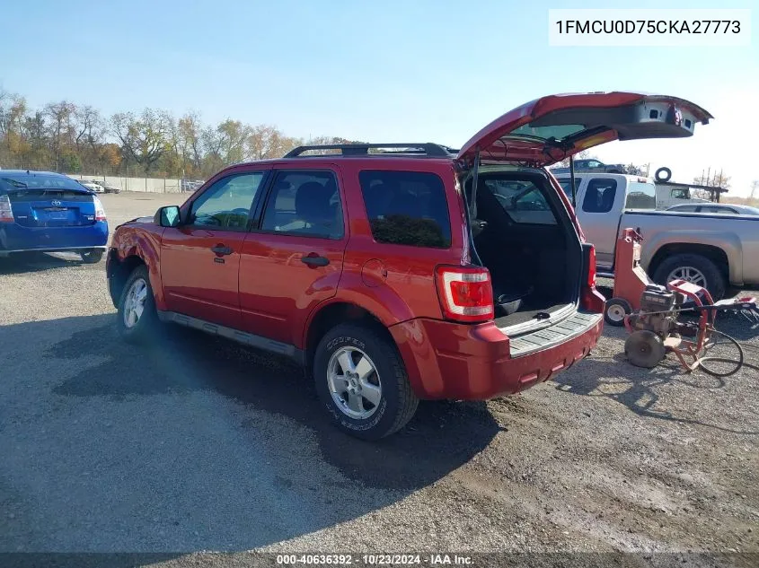 2012 Ford Escape Xlt VIN: 1FMCU0D75CKA27773 Lot: 40636392