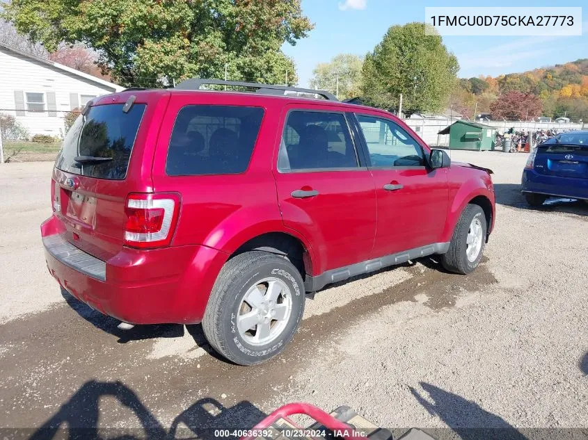 2012 Ford Escape Xlt VIN: 1FMCU0D75CKA27773 Lot: 40636392