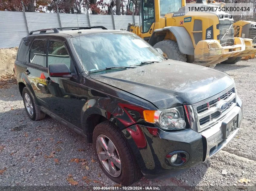 2012 Ford Escape Limited VIN: 1FMCU9E75CKB00434 Lot: 40641811