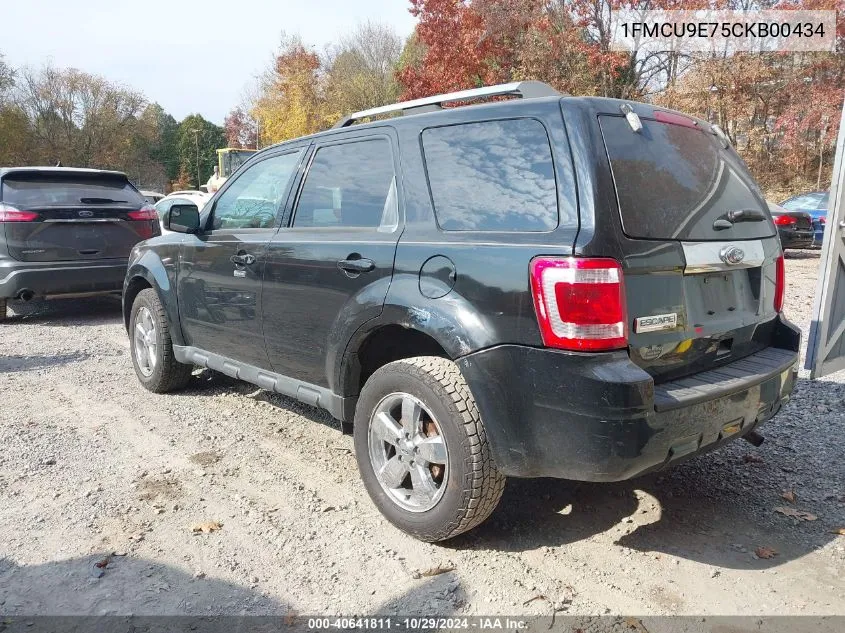 2012 Ford Escape Limited VIN: 1FMCU9E75CKB00434 Lot: 40641811