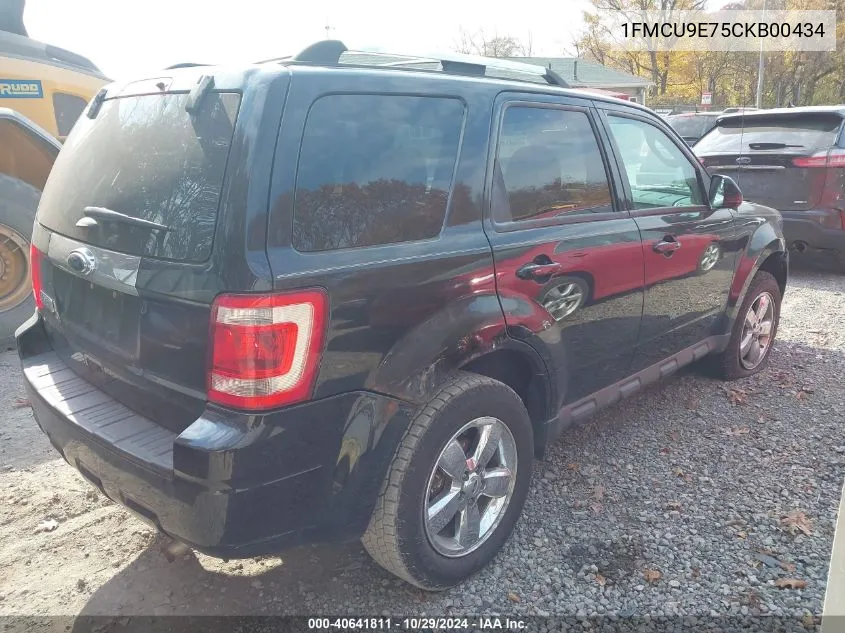 2012 Ford Escape Limited VIN: 1FMCU9E75CKB00434 Lot: 40641811