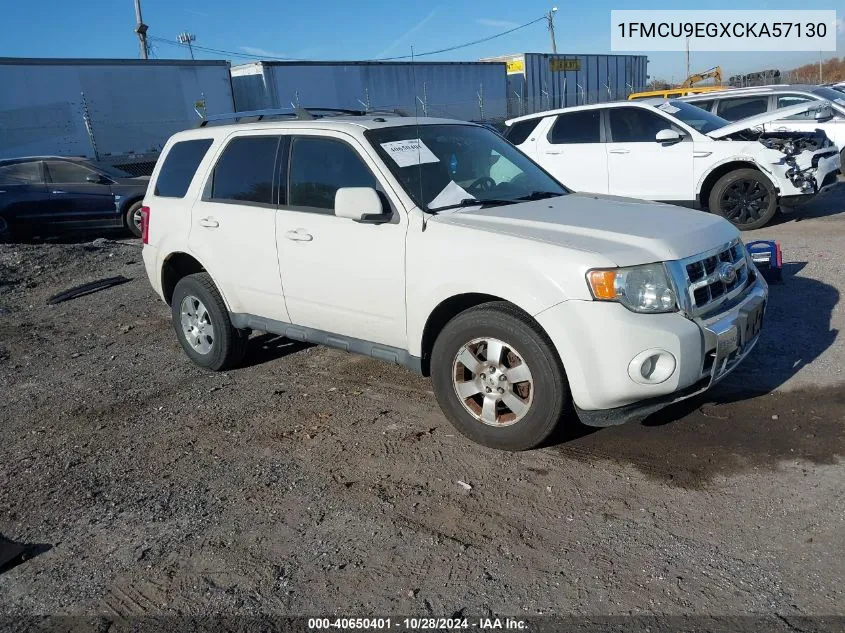 2012 Ford Escape Limited VIN: 1FMCU9EGXCKA57130 Lot: 40650401