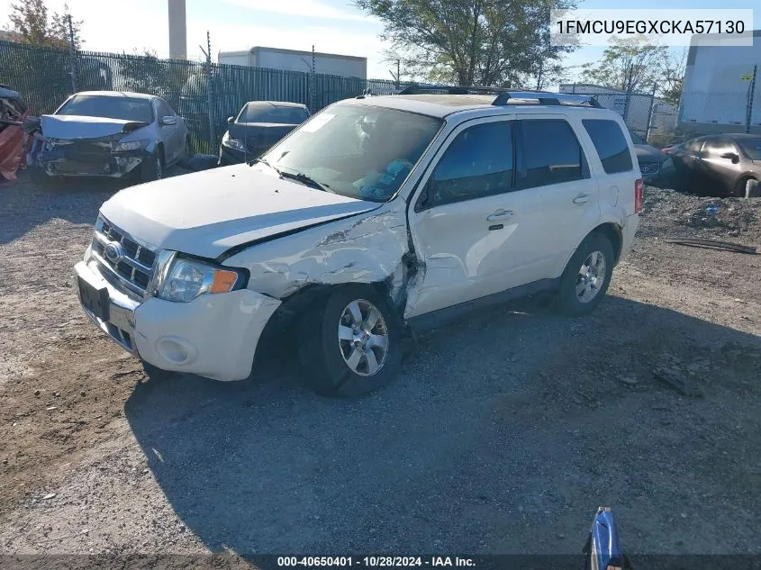 2012 Ford Escape Limited VIN: 1FMCU9EGXCKA57130 Lot: 40650401