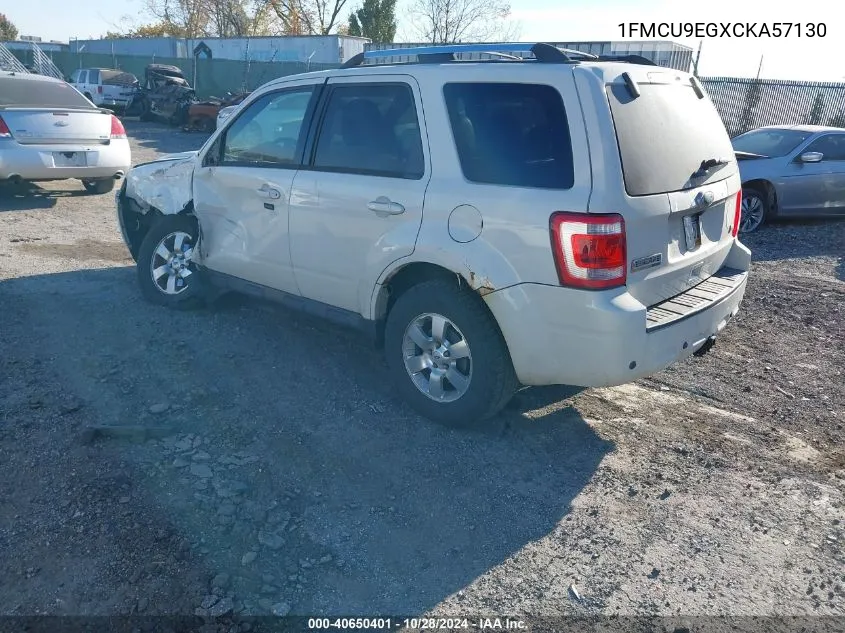 2012 Ford Escape Limited VIN: 1FMCU9EGXCKA57130 Lot: 40650401