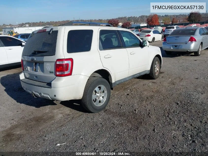 2012 Ford Escape Limited VIN: 1FMCU9EGXCKA57130 Lot: 40650401