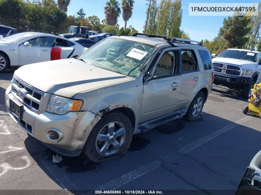 2012 Ford Escape Limited VIN: 1FMCU0EGXCKA47595 Lot: 40656980