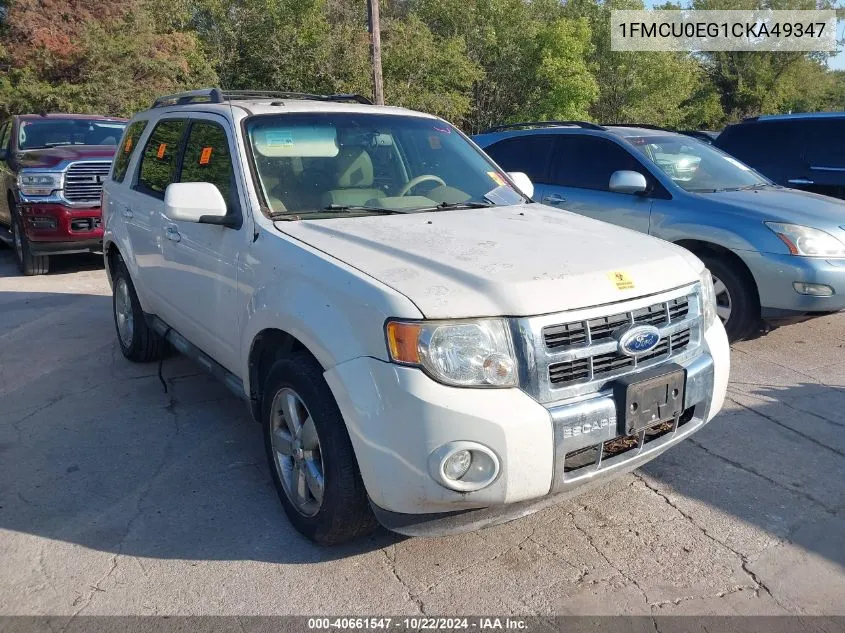 2012 Ford Escape Limited VIN: 1FMCU0EG1CKA49347 Lot: 40661547