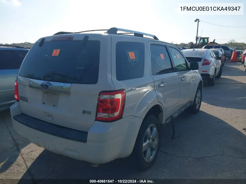 2012 Ford Escape Limited VIN: 1FMCU0EG1CKA49347 Lot: 40661547