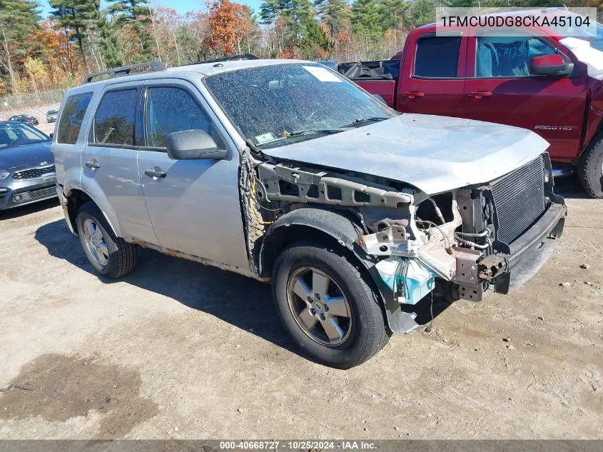 2012 Ford Escape Xlt VIN: 1FMCU0DG8CKA45104 Lot: 40668727