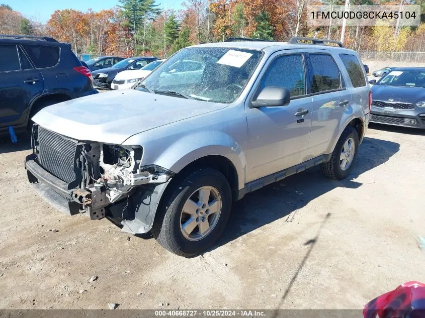 2012 Ford Escape Xlt VIN: 1FMCU0DG8CKA45104 Lot: 40668727