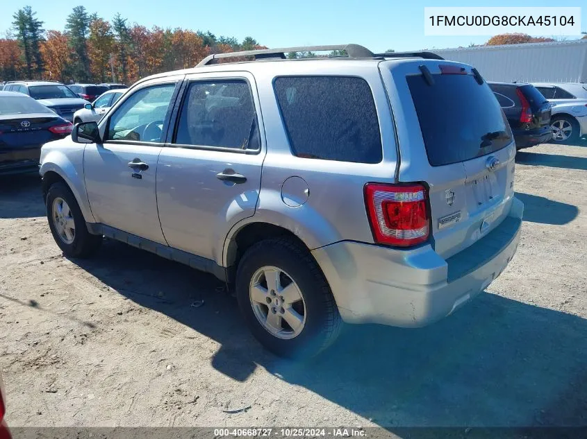 2012 Ford Escape Xlt VIN: 1FMCU0DG8CKA45104 Lot: 40668727