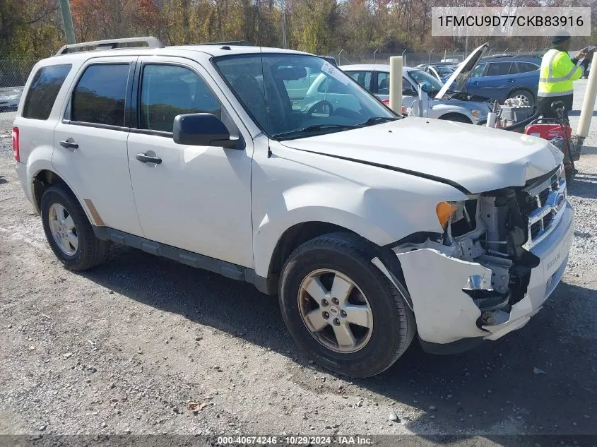 2012 Ford Escape Xlt VIN: 1FMCU9D77CKB83916 Lot: 40674246